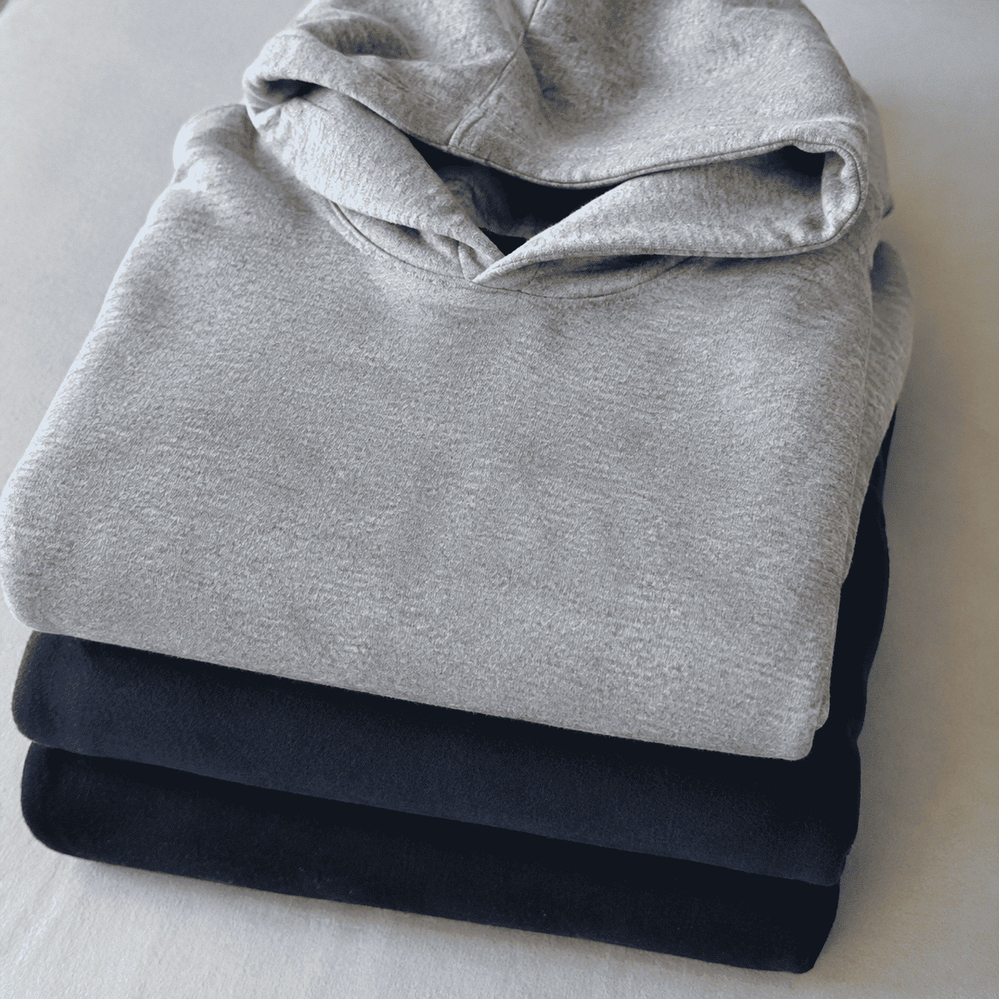heavy fabric hoodies folded neatly